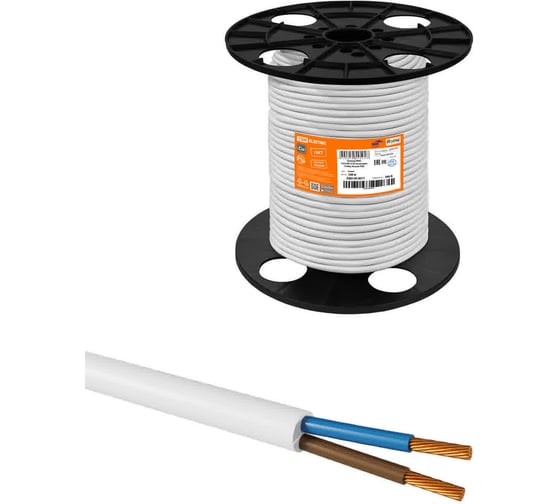 Провод TDM ELECTRIC ПРКС 2x2,5(N)-0,38 на катушке (100м), белый TDM SQ0136-0017 1