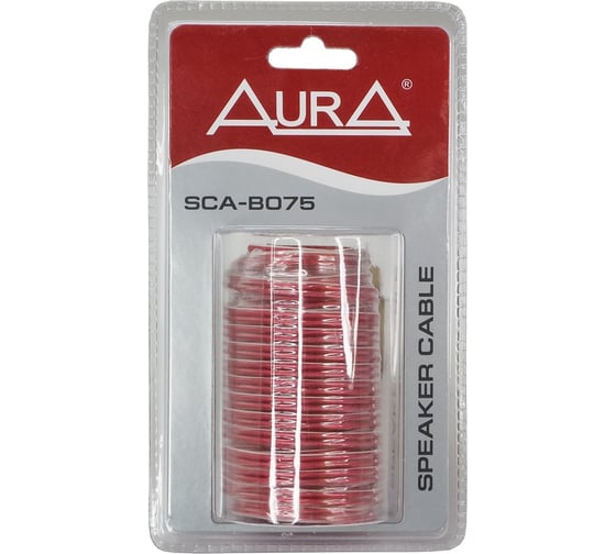 Кабель акустический AURA 18AWG/0.75мм2, 10м/блистер, красный прозрачный SCA-B075