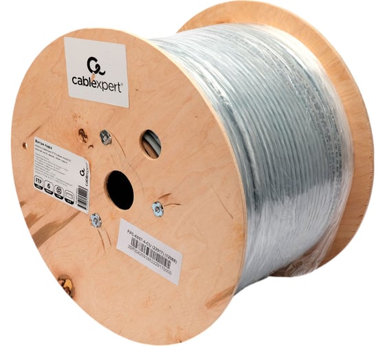 Кабель Cablexpert (RU) FTP indoor 4x2x0.57, медный, кат.6, однож., 305м, coil, серый, FPC-6057-4-CU