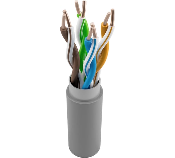 Кабель витая пара NTSS F/UTP 5e 4 пары одножильный 24AWG медь 305м внутренний нг(А)-HF (LSZH) серый NTSS-IN-FUTP4-5e-LSZH-GY