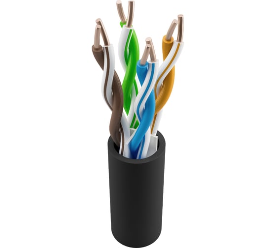 Кабель витая пара NTSS PREMIUM U/UTP 6кат 4 пары одножильный 23AWG внешний PE 305м черный NTSS-OUT-PM-UUTP4-6-PE-BL