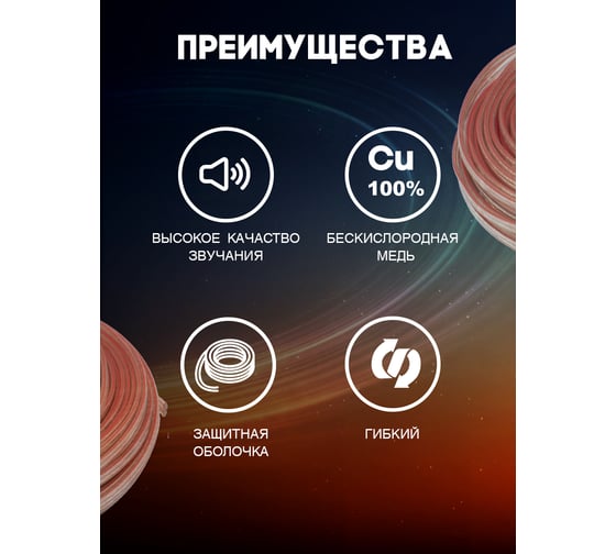 Кабель акустический OXION Hi-Fi 2х0,75, медь, 5 м, арт. OX-AC5M2x0.75CU