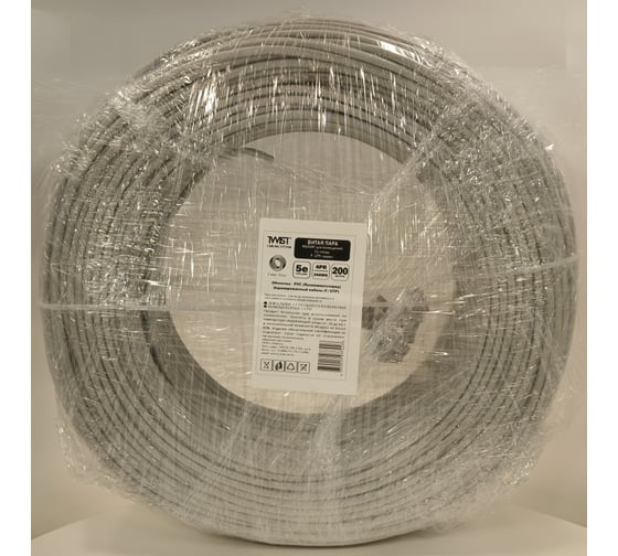 Витая пара TWIST FTP 4 пары 5E CU внутренний PVC серый 200 м FTP4-C5E-CU-IN-PVC-200-TWCS