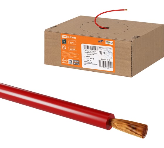 Провод ПуГВ TDM ELECTRIC 1x1,0, ГОСТ, в коробке, 150м, красный SQ0124-1417