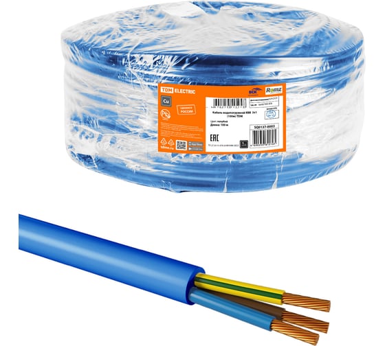 Кабель водопогружной TDM ELECTRIC КВВ 3x1 (100м) TDM ELECTRIC SQ0137-0003 1