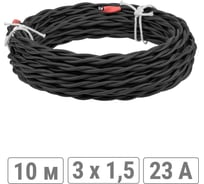 Ретро провод TDM ELECTRIC "Эко" 3x1,5 витой ГОСТ черный (10м) SQ2801-0333