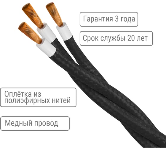 Ретро провод TDM ELECTRIC "Эко" 3x1,5 витой ГОСТ черный (10м) SQ2801-0333