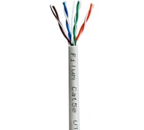 Кабель витая пара FilumU/UTP 5e кат. 4 пары, 24AWG, чистая медь, коробка 305м, PVC, серый FL-PF-5E-UUTP4-24AWG-PVC-305-GY