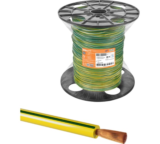 Провод TDM ELECTRIC ПуГВ нг(А)-LS 1x10,0 ГОСТ на катушке (150м), желто-зеленый TDM SQ0124-2596