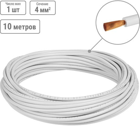 Провод TDM ELECTRIC ПуГВнг(А)-LS 1x4, ГОСТ, 10м, белый SQ0124-2729