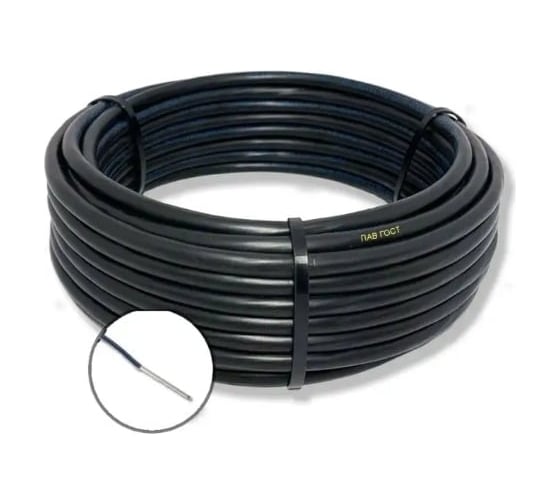 Провод БУРЕВЕСТНИК установочный пав 1x4 мм2 черный, 150м BOZ251807L150