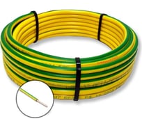 Провод установочный БУРЕВЕСТНИК пувнг(a)-ls 1x6 мм2 зелено-желтый, 2м BOZ251077L2