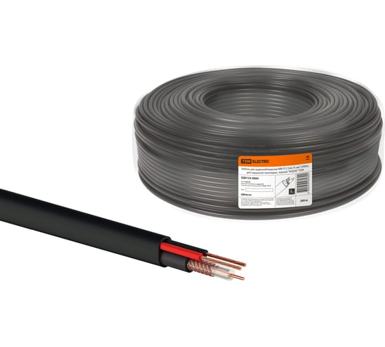 Кабель TDM ELECTRIC для видеонаблюдения КВК-П-2 2х0,75 мм2 200м, для наружной прокладки, черный SQ0123-0004