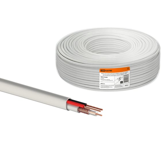 Кабель TDM ELECTRIC для видеонаблюдения КВК-В-2 2х0,5 мм2 200м, для внутренней прокладки, белый SQ0123-0001