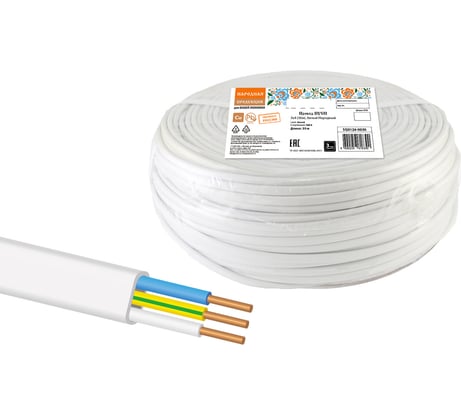 Провод TDM ELECTRIC ПУСП 3х4 30м, белый Народный SQ0126-0030