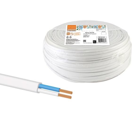 Провод TDM ПУГСП 2х4 30м, белый Народный SQ0126-0227 1