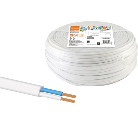 Провод TDM ELECTRIC ПУГСП 2х4 100м, белый Народный SQ0126-0203