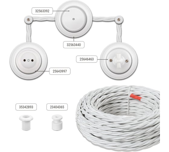 Ретро провод TDM ELECTRIC "Эко" TV + Internet витой, белый 45м SQ2803-0001