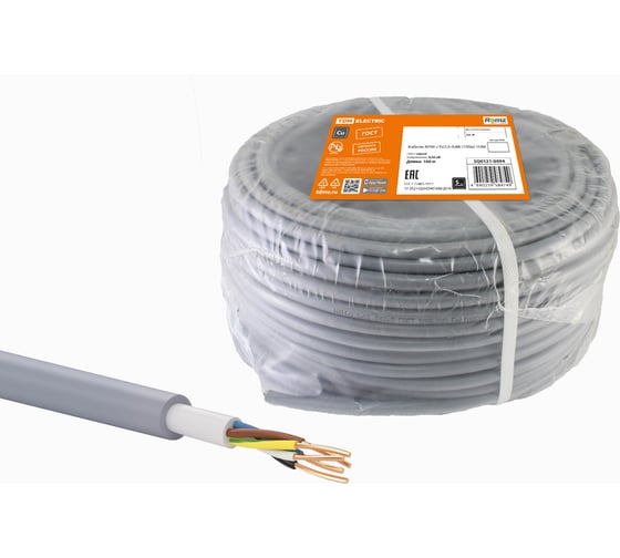 Кабель TDM ELECTRIC NYM-J 5х2,5-0,66 100м SQ0121-0094