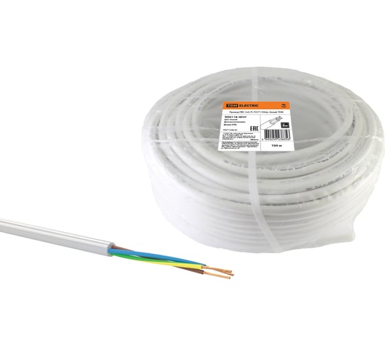 Провод TDM ПВС 3х0,75 ГОСТ 100м, белый SQ0118-0037 1
