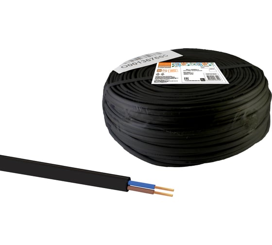 Шнур TDM ШВВПмб 2х0,75 100м, черный Народный SQ0120-0304