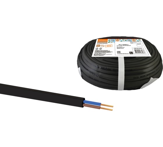Шнур TDM ШВВПмб 2х0,75 50м, черный Народный SQ0120-0254 1