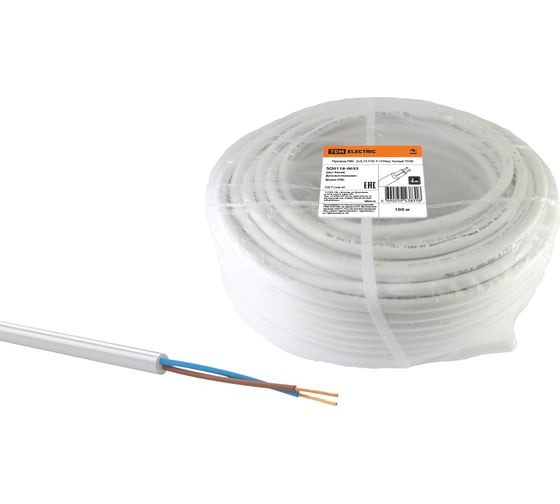 Провод TDM ПВС 2х0,75 ГОСТ 100м, белый SQ0118-0033 1