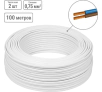 Шнур TDM ELECTRIC ШВВПмб 2х0,75 100м, белый Народный SQ0120-0302