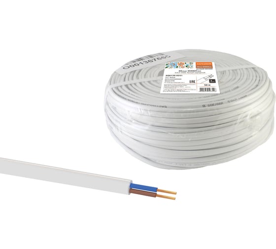 Шнур TDM ШВВПмб 2х0,5 50м, белый Народный SQ0120-0251