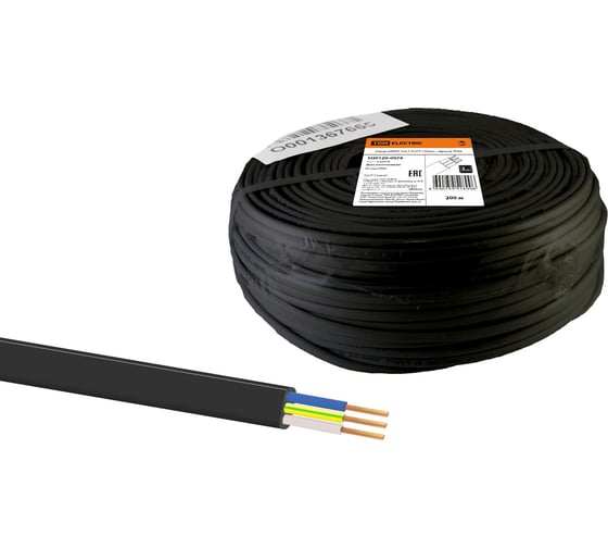 Шнур TDM ELECTRIC ШВВП 3х0,5 ГОСТ 200м, черный SQ0120-0076