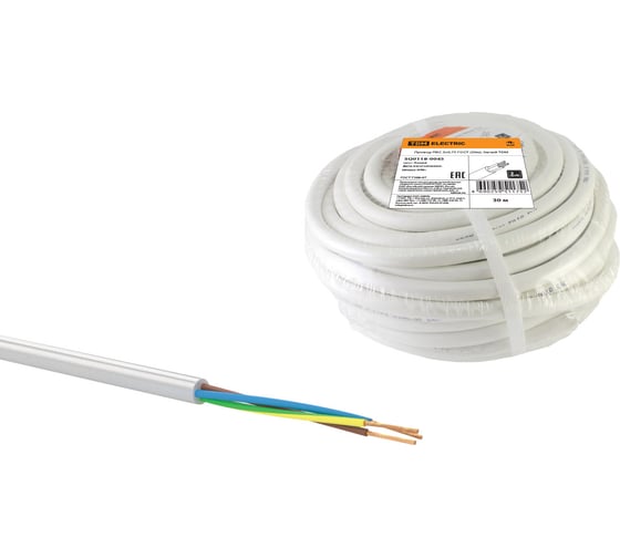 Провод TDM ПВС 3х0,75 ГОСТ 30м, белый SQ0118-0045 1
