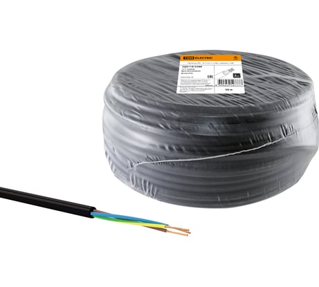 Провод TDM ELECTRIC ПВС 3х1 ГОСТ 50м, черный SQ0118-0288