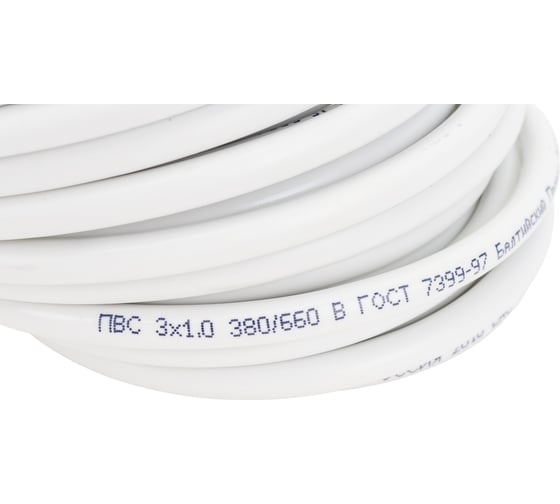 Провод TDM ПВС 3х1 ГОСТ 10м, белый SQ0118-0014