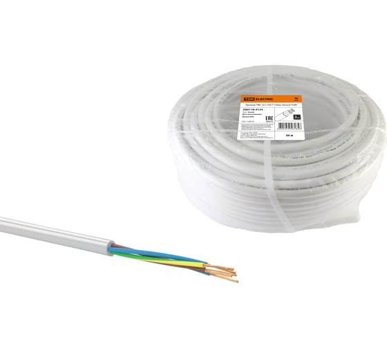 Провод TDM ПВС 5х1 ГОСТ 50м, белый SQ0118-0124