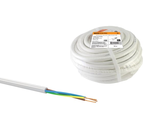 Провод TDM ПВС 3х2,5 ГОСТ 30м, белый SQ0118-0048