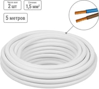 Провод TDM ELECTRIC ПВСмб 2х1,5 5м, белый Народный SQ0118-0503