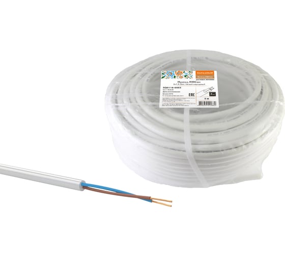 Провод TDM ПВСмб 2х1,5 5м, белый Народный SQ0118-0503