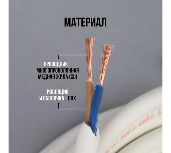 Провод TDM ПВСмб 2х1 10м, белый Народный SQ0118-0602