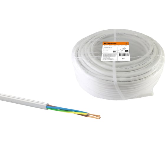 Провод TDM ПВС 4х2,5 ГОСТ 50м, белый SQ0118-0120
