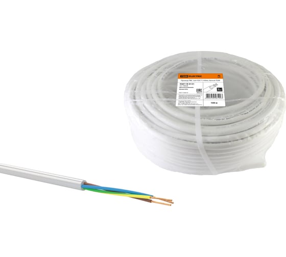 Провод TDM ПВС 3х4 ГОСТ 100м, белый SQ0118-0131