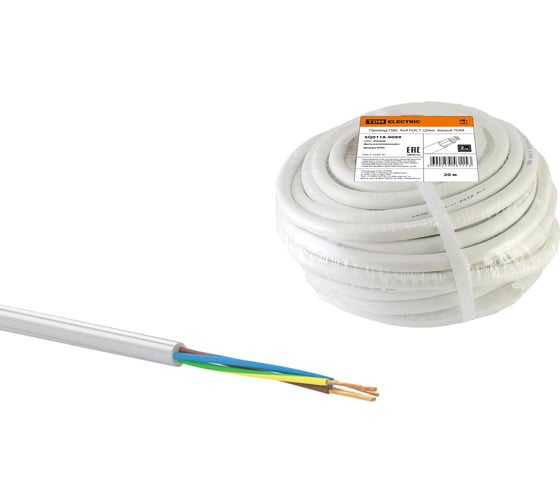 Провод TDM ПВС 4х4 ГОСТ 20м, белый SQ0118-0089