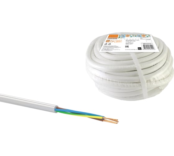 Провод TDM ПВСмб 4х1 20м, белый Народный SQ0118-0710 1