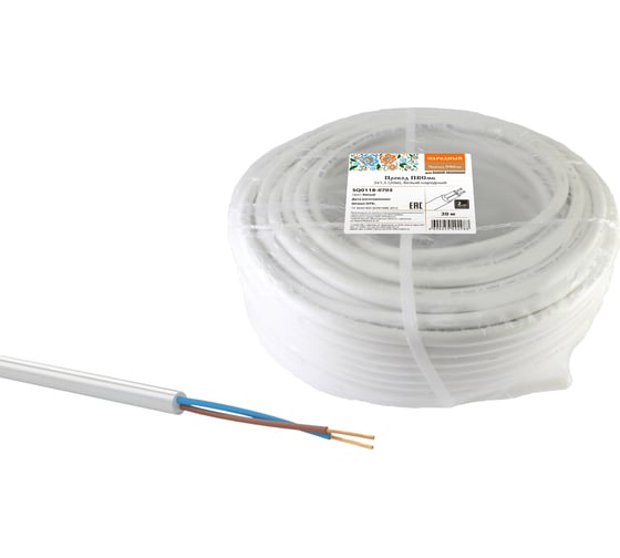 Провод TDM ПВСмб 2х1,5 20м, белый Народный SQ0118-0703
