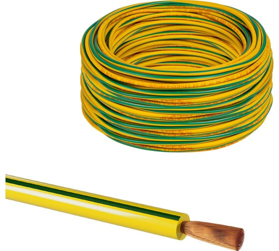 Провод TDM ELECTRIC ПуГВ 1x0,5 ГОСТ (100м), желто-зеленый SQ0124-1509