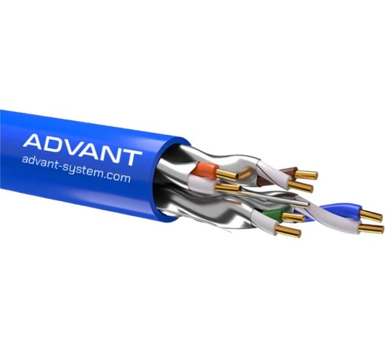 Кабель витая пара Advant кат. 6a, U/FTP, 4 пары(AWG23), одножильный, оболочка LSZH, цвет: синий, ADV6a-F23LB (305m)