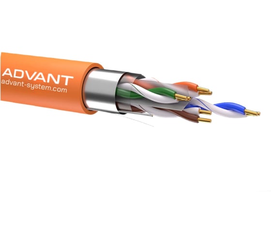 Кабель витая пара Advant кат. 6, F/UTP, 4 пары(AWG23), одножильный, оболочка LSZH, цвет: оранжевый, ADV6-F23LO (305m)