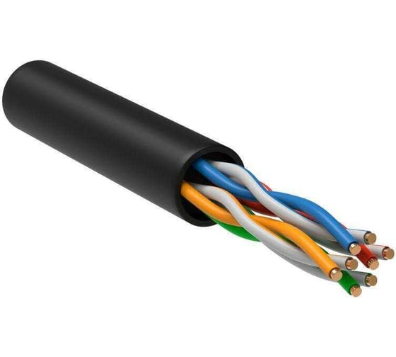 Кабель витая пара ELITRON U/UTP кат.5E 4х2х24AWG solid CU LDPE Outdoor черный (м) E196-305