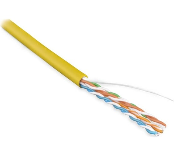 Кабель Hyperline UUTP4-C5E-S24-IN-LSZH-YL-305 (305 м) витая пара, неэкранированная U/UTP, категория 5e, 4 пары , одножильный (solid), LSZH, нг(А)-HF, -20C – +75C, желтый 257786