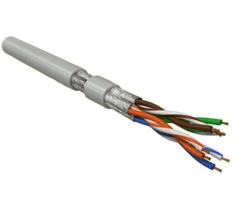 Кабель Hyperline UFTP4-C6-P26-IN-LSZH-GY-100 (100 м) витая пара, экранированная U/FTP, категория 6, 4 пары (26 AWG), многожильный (patch), LSZH, серый 243627