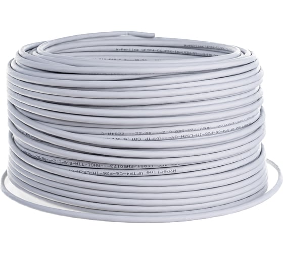 Кабель Hyperline UFTP4-C6-P26-IN-LSZH-GY-100 (100 м) витая пара, экранированная U/FTP, категория 6, 4 пары (26 AWG), многожильный (patch), LSZH, серый 243627